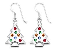 Heather Needham Sterling Silver Multi coloured Cubic Zirconia Christmas Tree Earrings SIZE: 23mm x 16mm plus wires sent in one of our gift boxes 04711.