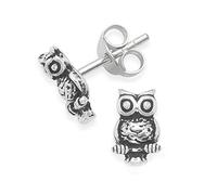 Heather Needham Sterling Silver Owl Earrings - Size: 8mm. SEE PHOTO ON EAR FOR SIZE. Gift boxed owl stud earrings. END OF LINE CLEARANCE PRICE 5090
