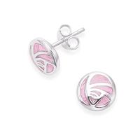 Heather Needham Sterling Silver Rennie Mackintosh Earrings - delicate Pink Enamel rose studs for summer, bridesmaids, weddings. SIZE: 8.5mm (1/3rd inch). Premium quality Gift box. 5603PK/B64