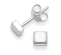 Heather Needham Sterling Silver Square Stud Earrings - HIGH POLISH. SIZE: TINY 4mm x 2mm thick. MUCH SMALLER THAN PHOTO. Gift boxed B41HN/5333
