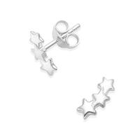 Heather Needham Sterling Silver Star Earrings -Three stars stud Earrings, part satin finish - Size: 10mm. Gift boxed 5231