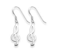Heather Needham Sterling Silver Treble Clef Earrings - SIZE: 17mm Gift boxed treble clef drop earrings silver. 6112