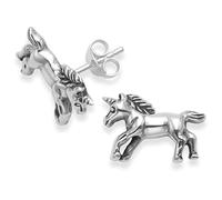 Heather Needham Sterling Silver Unicorn Earrings - Quality stud earrings Size: 14mm x 9mm - Gift Boxed 5173