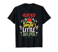 Heather Santa's Little Helper Heather Christmas Name Value Graphic T-Shirt, Men, Black, L