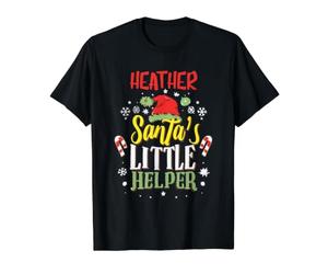 Heather Santa's Little Helper Heather Christmas Name Value Graphic T-Shirt, Men, Black, L