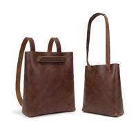 Heather's, Convertible Backpack to Shoulder Bag, Spacious Crossbody for Women, Squared Purse, Full Grain Leather, Handmade