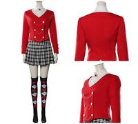 Heathers The Musical Rock Cosplay Veronica Sawyer Costume Full Set School Uniform Dress Outfits,XL-Red