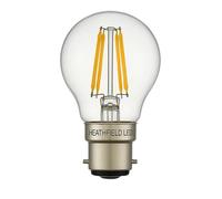 Heathfield LED Golfball Bulb, B22, 4.2W, 2700K Warm White, Dimmable, Clear, 240V, Pack of 10
