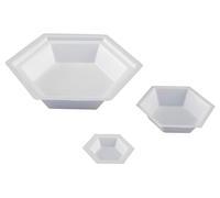 Heathrow Scientific HD14251A Polystyrene Small Hexagonal Weighing Boat, 38mm Length x 25mm Width x 9mm Depth, White/Antistatic (Pack of 500)