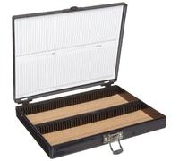 Heathrow Scientific HD15994G Microscope Slide Box, Cork Lined, 100 Place, 208 mm Length x 175 mm Width x 34 mm Height, Black