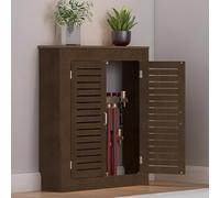 Heating Cabinet Shelf，MDF Radiator Cover Louvered Grill Shelf Cabinet，with 2 Doors and Modern Vertical Grill Slats，Floor-Standing Radiator Covers，for Home, Living Room(Walnut,L80*H80*T20CM/31*31*8IN)