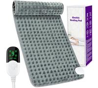 Heating Pad Electric Heat Pad for Back Shoulder Neck, Heated Pad Electric Heats up Quickly with 9 Heat Levels and 4 Timer Settings, Small Electric Blanket Machine Washable, 30 x 60 cm, Grey