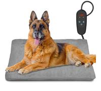 Heating Pad for Pets with Regulator, Suitable for Cats and Dogs, with 6 Temperature Settings and a 24-Hour Timer, LED Display, Safety Heating Blanket with Bite-Resistant Cable, Grey, 60 x 90 cm