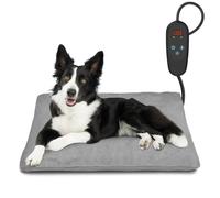 Heating Pad for Pets with Regulator, Suitable for Cats and Dogs, with 6 Temperature Settings and a 24-Hour Timer, LED Display, Safety Heating Blanket with Bite-Resistant Cable, Grey, 45 x 75 cm
