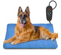 Heating Pad for Pets with Regulator, Suitable for Cats and Dogs, with 6 Temperature Settings and a 24-Hour Timer, LED Display, Safety Heating Blanket with Bite-Resistant Cable, Blue, 60 x 90 cm