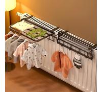 Heating Radiator Towel Rail, 35Cm No Drilling Hanging Towel Rail, Iron Radiator Towel Holder Clothes Dryer For Towels And Bath Items(Black)