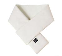 Heating scarf powered by USB, adjustable three speed temperature control, soft plush fabric, windproof faux leather design to maintain warmth and comfort in cold weather (white)