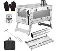 Heating stove Portable Wood-Burning Stove for Camping, with Backpack and Chimney Pipe Lightweight and Foldable, for Tent Hunng Ice Fishing Travel Outdoor Accessories(38.5x22.5x29cm)