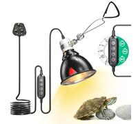HeatingLux Reptile Heat Lamp, Reptile Dome Light Fixture with Timer, Tortoise Heat Lamp with Clamp,Terrarium Hood lamp for Reptile, Tortoise, Beard Dragon