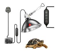 HeatingLux Tortoise Heat Lamp with Timer, 8.5in Reptile Dome Lamp, Dimmable Reptile Dome Fixture with Clamp, 200w Heat Lamp for Tortoise,Reptile Reflector Dome Lamp Fixture