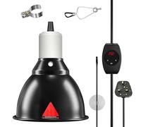 HeatingLux Tortoise Heat Lamp with Timer, Heat Lamp Fixture with Thermostat, 5.5 Inch 200W Dimmable E27 UVA UVB Tortoise Dome Light Basking Heat Lamp Holder for Bearded Dragons Snakes (No Bulb)