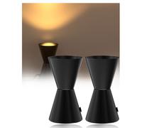 HeatingLux Uplighter Indoor 6W 600LM Uplight Spot, 3000K Warm White Aluminum Indoor Floor Uplighter, E14 Lamp Base with Foot Switch (Black, 2-Pack)