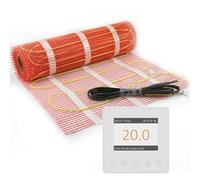 HEATIT Underfloor Heating mat Electric Radiant Self-Adhesive Floor Heating System 200w/㎡ Warmmat with ET-84Wwhite Thermostat,8㎡