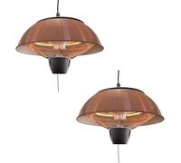 Heatlab 1.5kW Halogen Bulb Electric Infrared Hanging Patio Heater in Copper Pack of 2