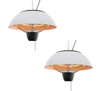 Heatlab 1.5kW Halogen Bulb Electric Infrared Hanging Patio Heater in White Pack of 2
