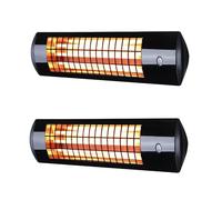Heatlab 1.8kW Wall Mounted IPX4 Quartz Patio Heater with 3 Power Settings in Black Pack of 2