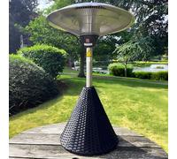 Heatlab 2.1kw 1m Halogen Bulb Infrared Electric Table Top Heater with Rattan Base in Black