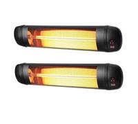 Heatlab 2kW Quartz Bulb Wall Mounted Infrared Outdoor Patio Heater with Remote Control in Black Pack of 2