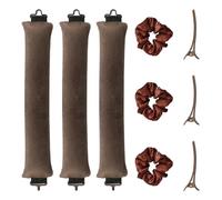 Heatless Blowout Curls Curling Overnight - 3Pcs Brown Lazy Curlers DIY Styling Tool with Hairbands Hairpins for Curl Rods/Soft Long Fabric Women Curling Rod Tools for All Hair
