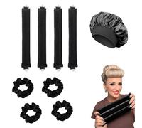 Heatless Blowout Rods, 9 Piece Set Overnight Blowout Rods(Black, One Size)