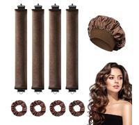Heatless Blowout Rods, 9 Piece Set Overnight Blowout Rods, Heatless Curlers Heatle Curling Rod Overnight Blowouts for Long Hair Short Hair DIY Styling Tools (Brown, One Size)