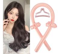 Heatless Curl Headband with Soft Silk Rollers and Scrunchies for Long Hair - New pink