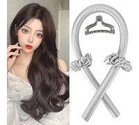 Heatless Curl Headband with Soft Silk Rollers and Scrunchies for Long Hair - Silver