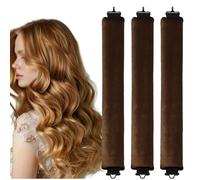 Heatless Curlers 3 Pcs Hair Curlers to Sleep Overnight Blowout Rods, Velvet Hair Rollers for Long Short Hair Volume Women Styling Tools Brown