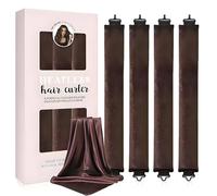 Heatless Curlers, 4 Pcs Heatless Blowout Rods No Heat Heatless Curling Rod Heatless Hair Curler Overnight Blowout Rods for All Hair Types, with Hair Scarf (Brown)