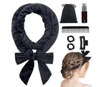 Heatless Curlers Headband, 7 PCS Heatless Soft Hair Curls Set, No Heat Wave Hair Curlers with Clip DIY Styling Tools for Short & Long Hair (Black)