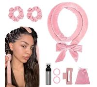 Heatless Curlers Headband Set,8 PCS Satin Heatless Hair Curlers - Overnight Curls No Heat Curling Rods Gift Set for Women Girls - Hair Curler Rollers Set to Sleep In,For Long Wave Hair Volume,(Pink)