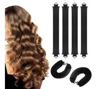 Heatless Curlers Rods 6PCS - Heatless Blowout Rods Hair Curlers for Long Hair,Jumbo Flexi Rods Soft Overnight Hair Rollers,No Heat Hair Curlers for DIY Hair Styling Tools Black