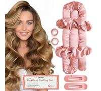 Heatless Curlers Set - VivaSmile Heatless Hair Curler to Sleep in, No Heat Satin Heatless Curls Overnight Rods Curling for Long Short Hair Volume Women Styling Tools Pink