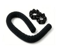 Heatless Curling Headband for Overnight Curls - The CozyCurlband Lightweight No-Heat Curlband with 2 Silk Scrunchies(BLACK,SHORT)