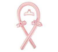 Heatless Curling Rod Headband No Heat Silk Ribbon Curling Rod Hair Roller Curls with Hair Claw Clip Lazy Natural Soft Wave DIY Hair Rollers Styling Tool for Sleep in Overnight (Pink)