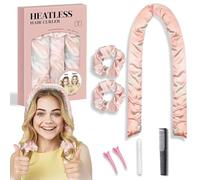 Heatless Curling Rod Headband Set, 2024 New Overnight Heatless Curling for Women, Soft Cotton Sleepin Headband Heatless with Clips Hair, Professional Curl Styling Tools, 7 Piece Set (Pink & Blue)