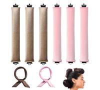 Heatless Curling Rod Heatless Curlers with Hair Scarf, 8 PCS Overnight Blowout Rods Set, Soft Satin Sleeping Lazy Curler Set for DIY Hair Styling Tools