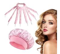 Heatless Curling Rod,Octopus Heatless Curling Rod Headband with Pink Bonnet, Ribbon Hair Rollers Soft No Heat Hair Curlers Styling Tools Soft Overnight Hair Styling Tools (Pink)
