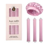 Heatless Curling Rods 3PCS, No Heat Hair Rollers with Satin Bonnet, Overnight Flexi Bars for All Hair Types(Pink-Boxed)