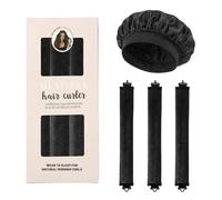 Heatless Curling Rods 3PCS, No Heat Hair Rollers with Satin Bonnet, Overnight Flexi Bars for All Hair Types(Black-Boxed)